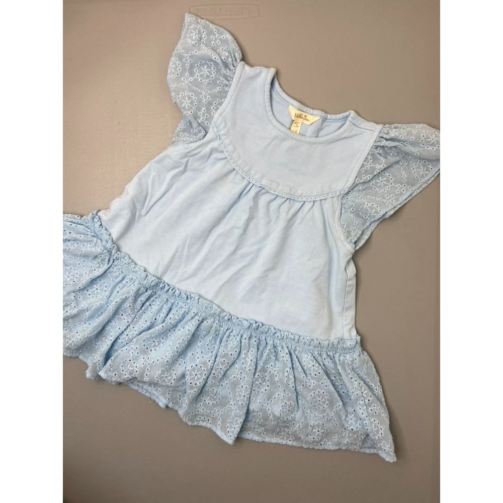 Matilda Jane girls‎ 4 light blue short sleeve eyelet lace tunic top blouse